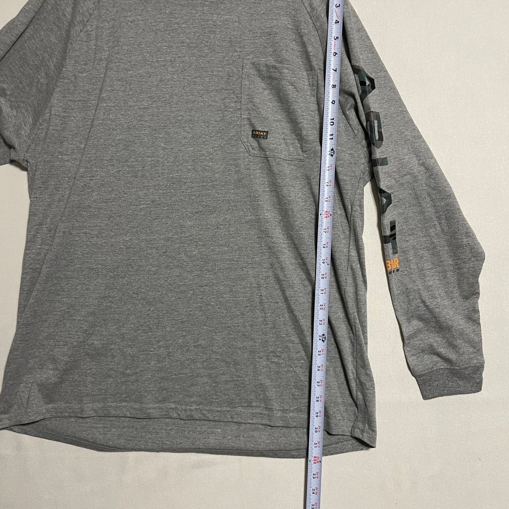 Ariat Rebar Workwear Long Sleeve Performance Tee‎ Gray Cotton Strong - Size XL - Picture 7 of 9